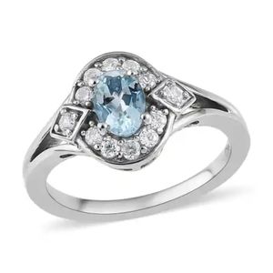 NWOT Genuine Mangoro Aquamarine and White Zircon Ring